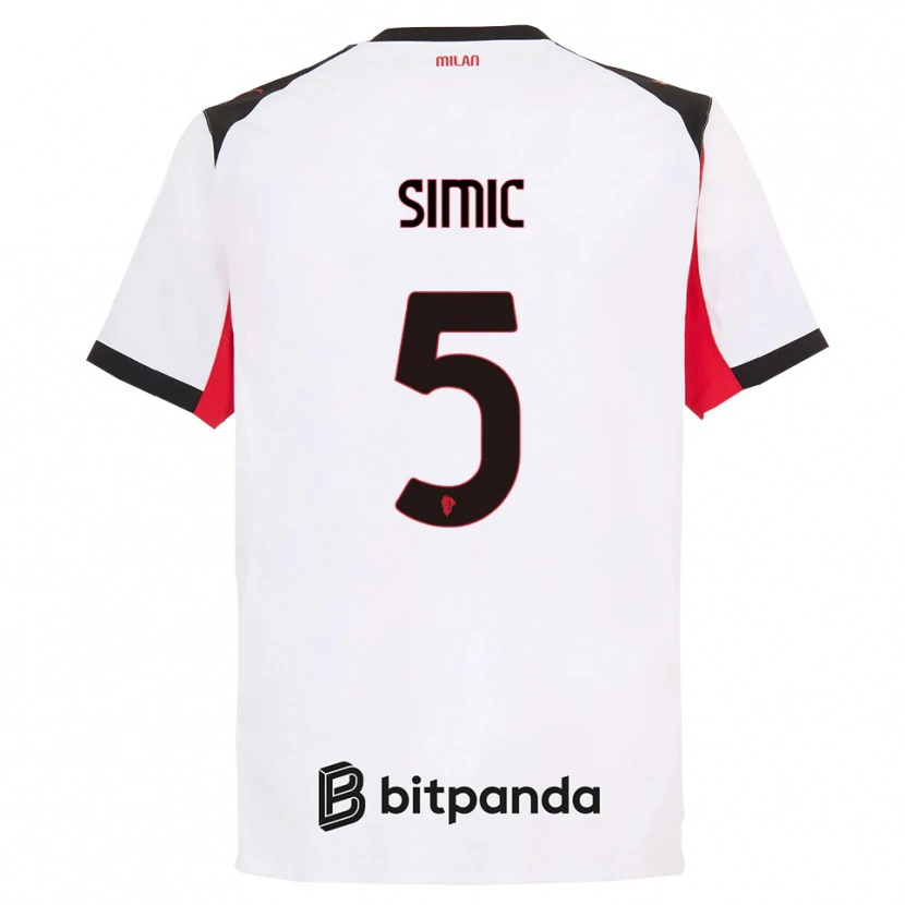 Danxen Dames Jan-Carlo Simic #5 Wit Zwart Uitshirt Uittenue 2025/26 T-Shirt
