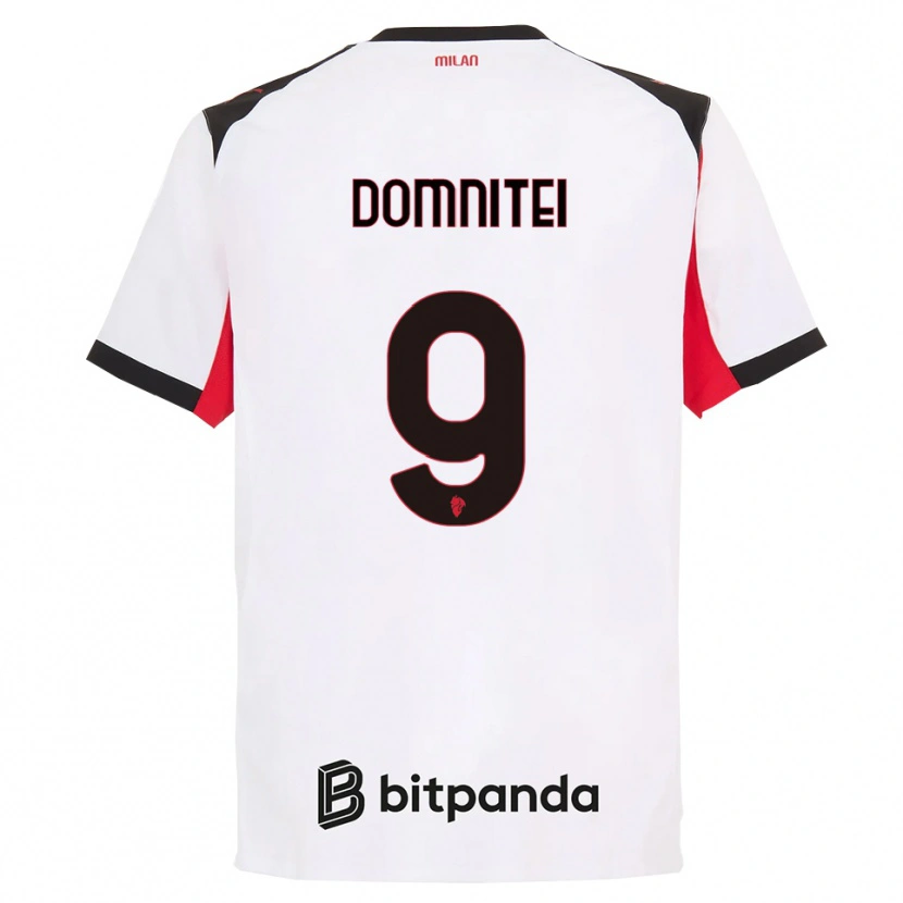 Danxen Dames Francesco Domniței #9 Wit Zwart Uitshirt Uittenue 2025/26 T-Shirt