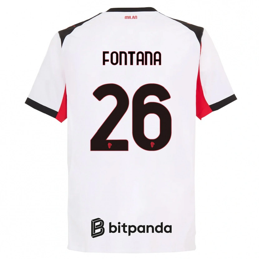 Danxen Dames Francesco Fontana #26 Wit Zwart Uitshirt Uittenue 2025/26 T-Shirt