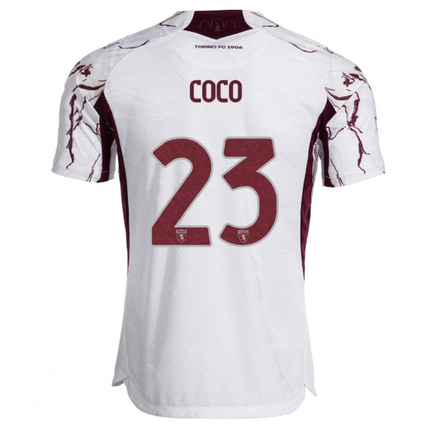 Danxen Dames Saúl Coco #23 Wit Bourgondisch Uitshirt Uittenue 2025/26 T-Shirt