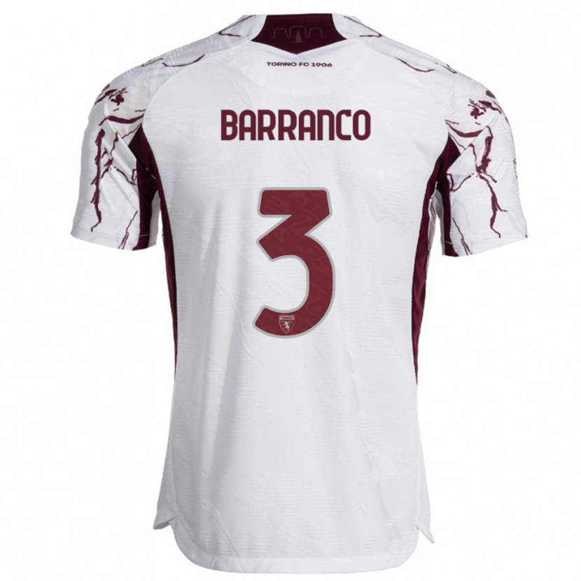 Danxen Dames Gioacchino Barranco #3 Wit Bourgondisch Uitshirt Uittenue 2025/26 T-Shirt