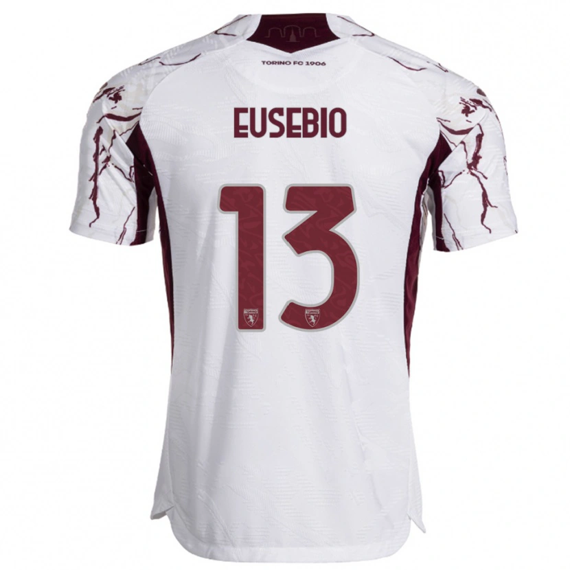 Danxen Dames Chiara Eusebio #13 Wit Bourgondisch Uitshirt Uittenue 2025/26 T-Shirt