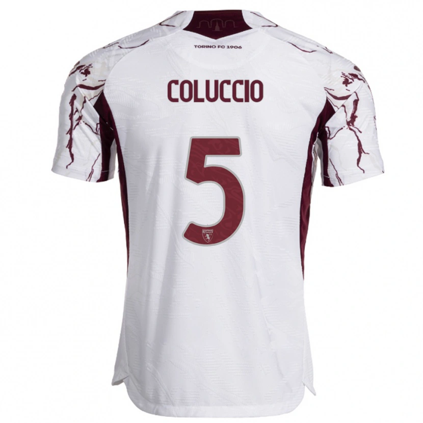Danxen Dames Francesca Coluccio #5 Wit Bourgondisch Uitshirt Uittenue 2025/26 T-Shirt