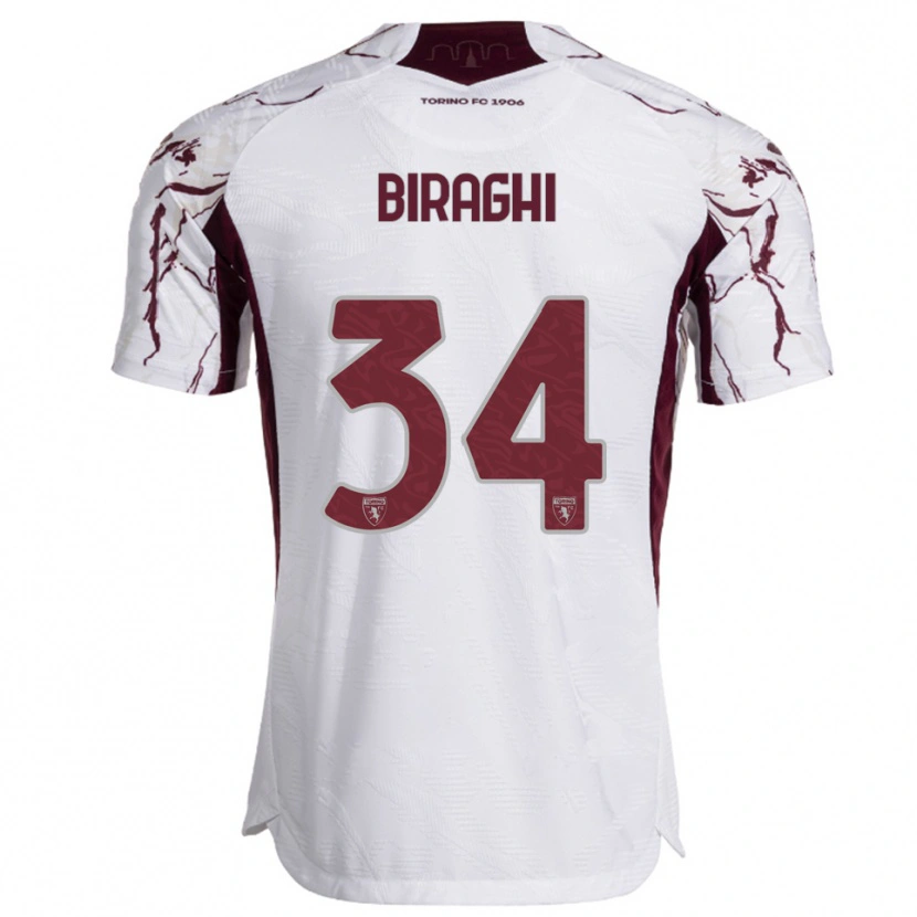 Danxen Dames Cristiano Biraghi #34 Wit Bourgondisch Uitshirt Uittenue 2025/26 T-Shirt