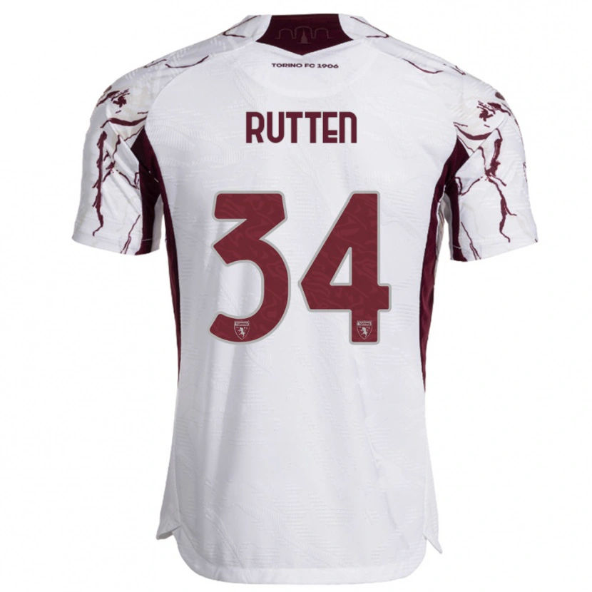 Danxen Dames Jill Rutten #34 Wit Bourgondisch Uitshirt Uittenue 2025/26 T-Shirt