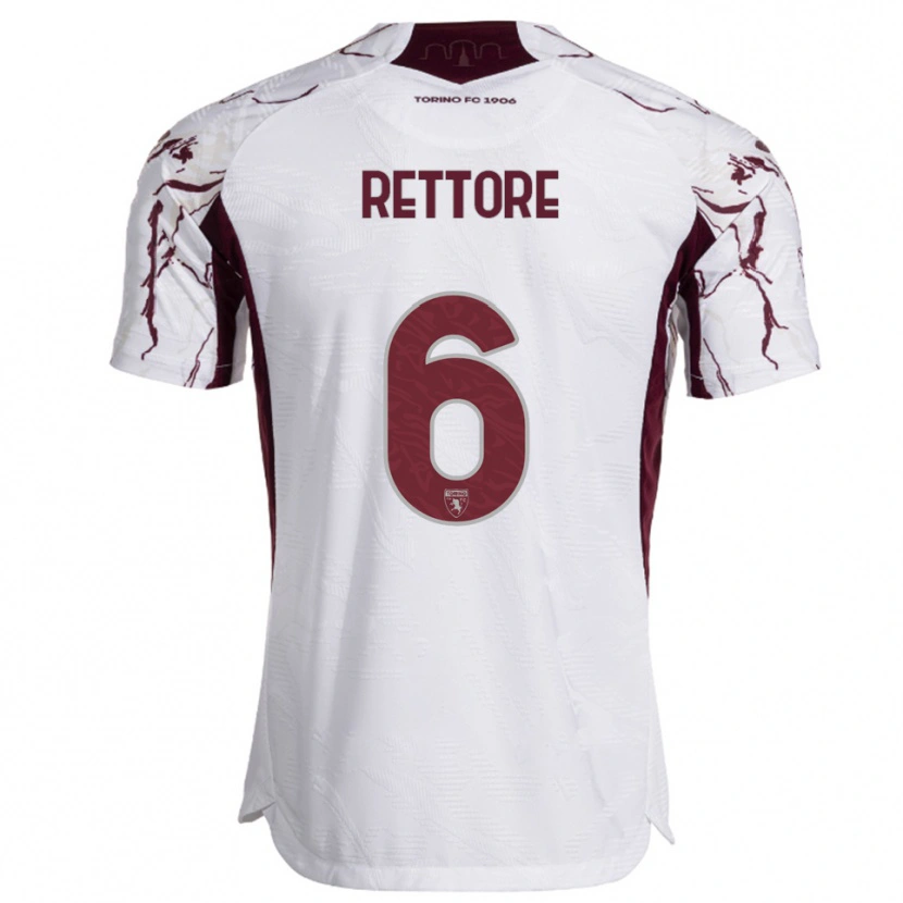 Danxen Dames Mirko Rettore #6 Wit Bourgondisch Uitshirt Uittenue 2025/26 T-Shirt