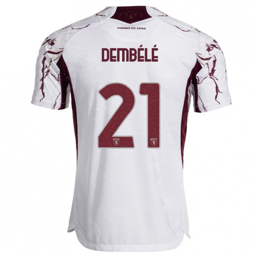 Danxen Dames Ali Dembélé #21 Wit Bourgondisch Uitshirt Uittenue 2025/26 T-Shirt