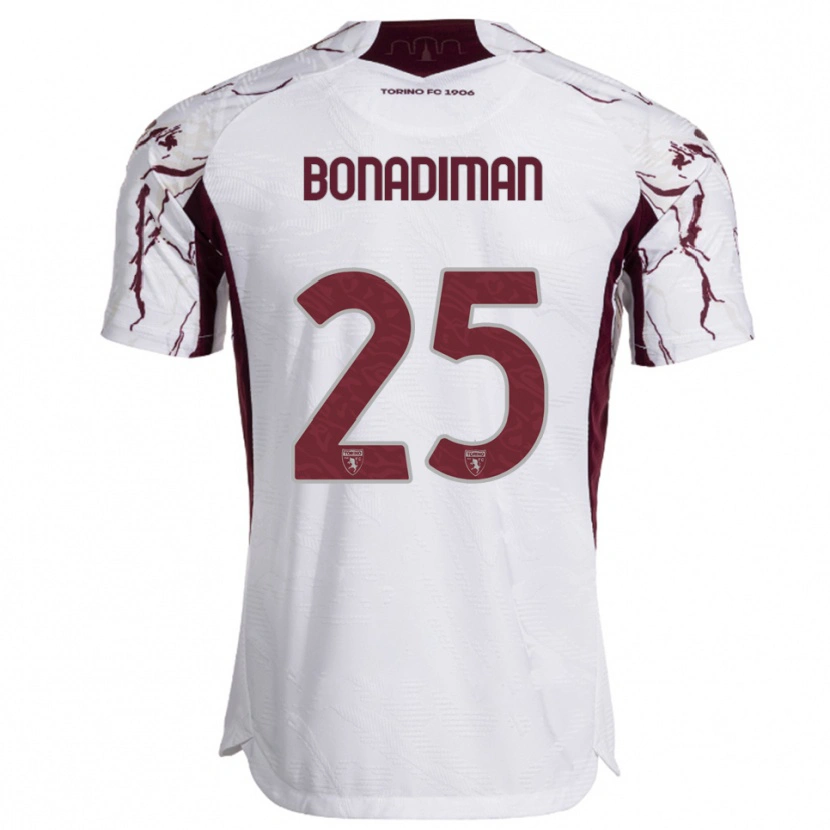 Danxen Dames Matteo Bonadiman #25 Wit Bourgondisch Uitshirt Uittenue 2025/26 T-Shirt