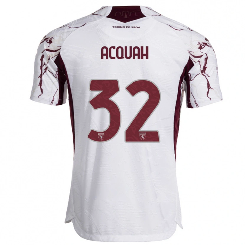Danxen Dames Wisdom Acquah #32 Wit Bourgondisch Uitshirt Uittenue 2025/26 T-Shirt