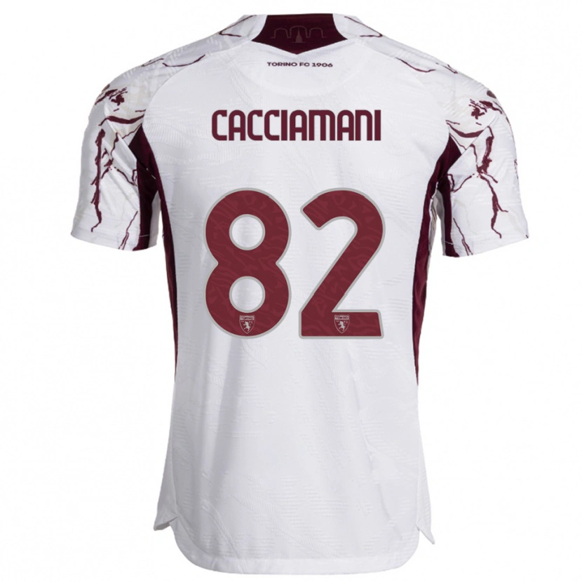 Danxen Dames Alessio Cacciamani #82 Wit Bourgondisch Uitshirt Uittenue 2025/26 T-Shirt