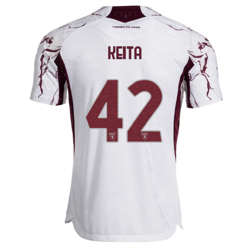 Danxen Dames Karamoko Keita #42 Wit Bourgondisch Uitshirt Uittenue 2025/26 T-Shirt
