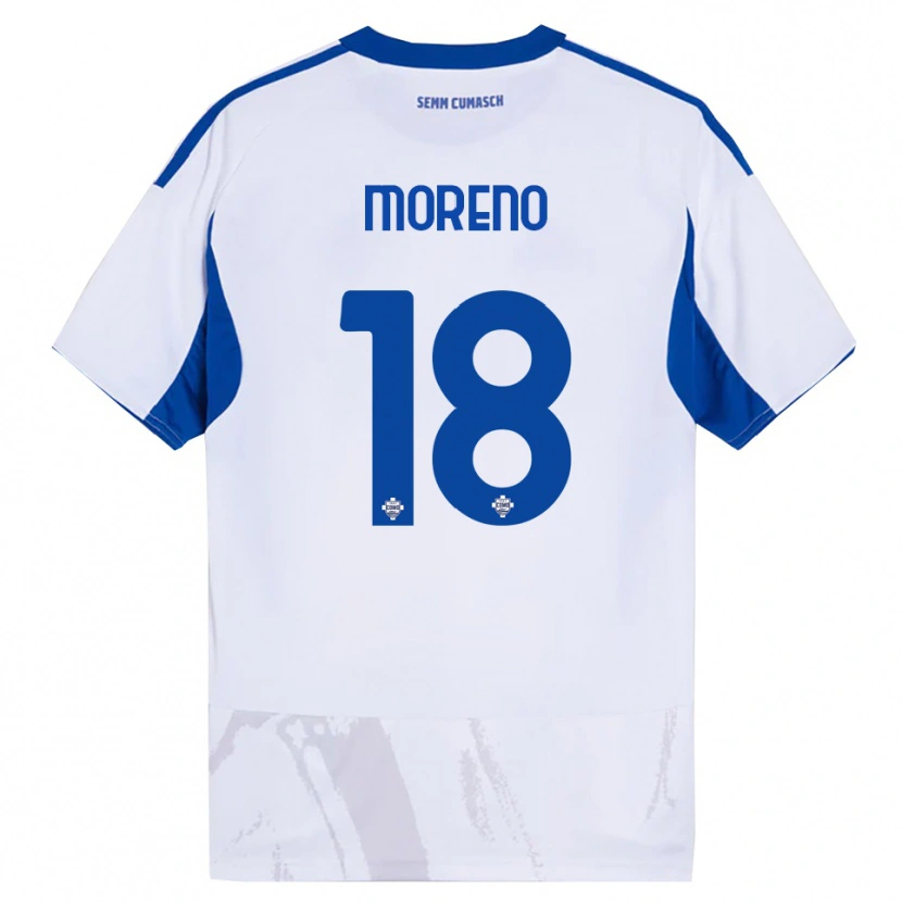 Danxen Dames Alberto Moreno #18 Wit Blauw Uitshirt Uittenue 2025/26 T-Shirt