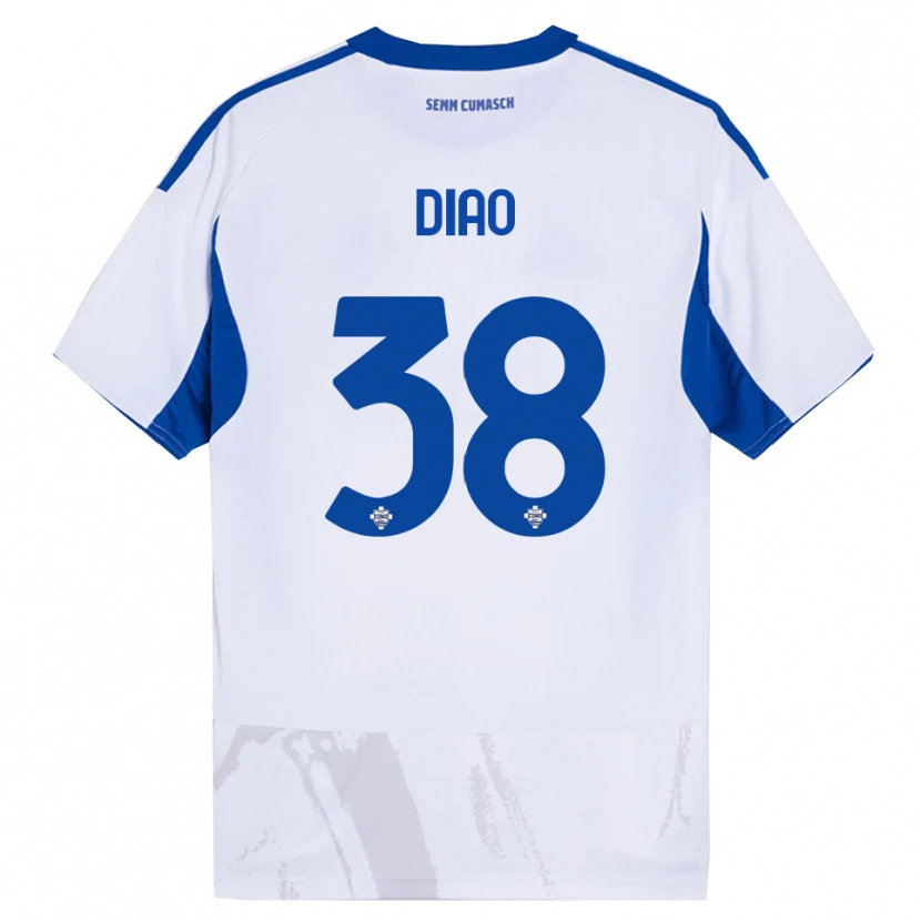 Danxen Dames Assane Diao #38 Wit Blauw Uitshirt Uittenue 2025/26 T-Shirt