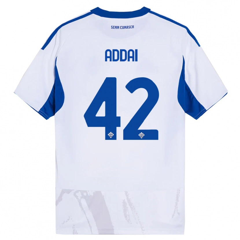 Danxen Dames Jayden Addai #42 Wit Blauw Uitshirt Uittenue 2025/26 T-Shirt