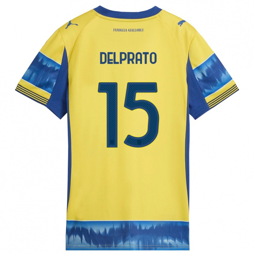 Danxen Dames Enrico Delprato #15 Geel Blauw Uitshirt Uittenue 2025/26 T-Shirt