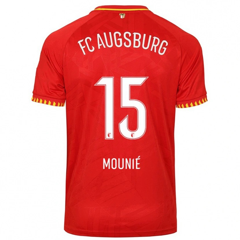 Danxen Dames Steve Mounié #15 Rood Geel Uitshirt Uittenue 2025/26 T-Shirt
