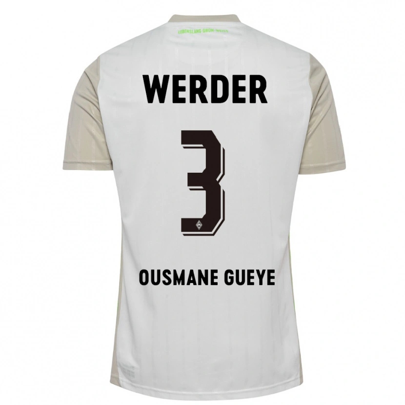 Danxen Dames Papa Ousmane Gueye #3 Wit Zwart Uitshirt Uittenue 2025/26 T-Shirt