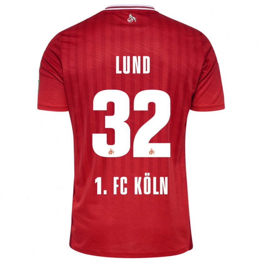 Danxen Dames Kristoffer Lund #32 Rood Wit Uitshirt Uittenue 2025/26 T-Shirt