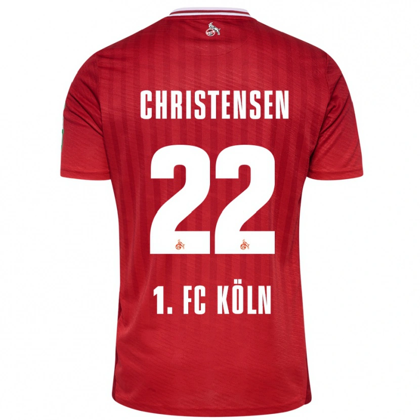 Danxen Dames Jacob Christensen #22 Rood Wit Uitshirt Uittenue 2025/26 T-Shirt