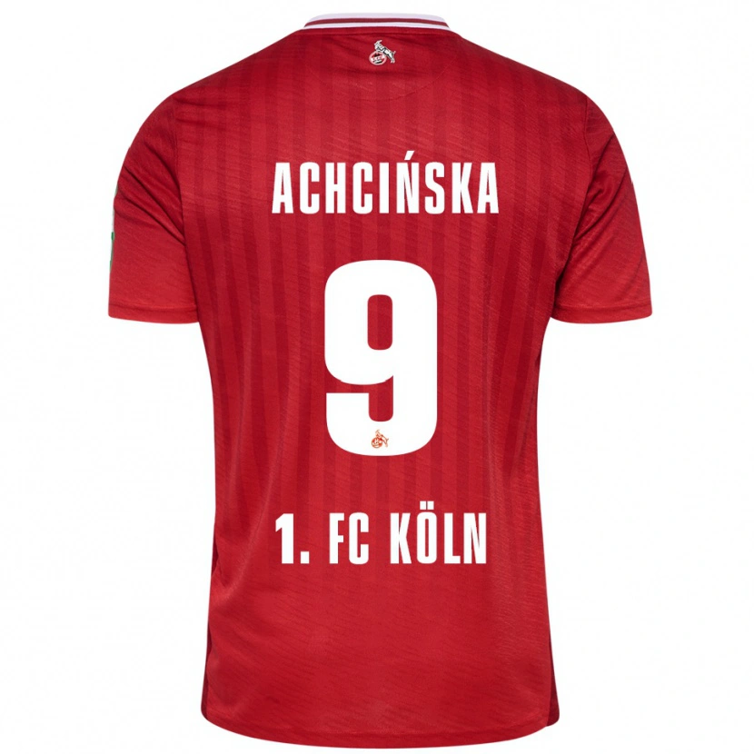 Danxen Dames Adriana Achcińska #9 Rood Wit Uitshirt Uittenue 2025/26 T-Shirt