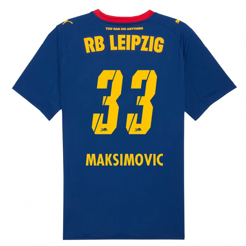 Danxen Dames Andrija Maksimovic #33 Marineblauw Rood Uitshirt Uittenue 2025/26 T-Shirt