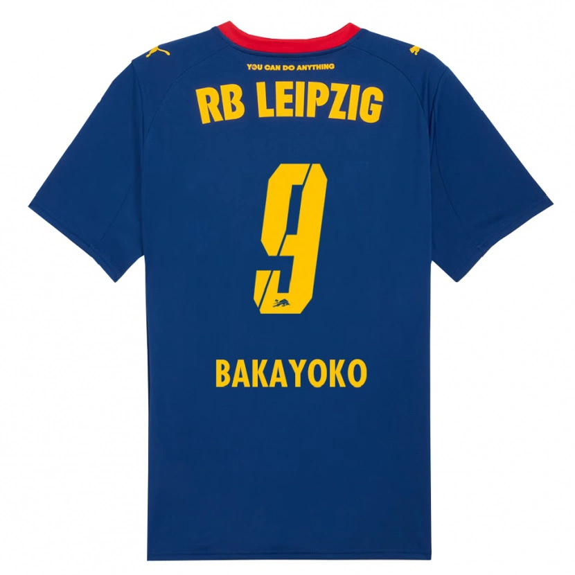 Danxen Dames Johan Bakayoko #9 Marineblauw Rood Uitshirt Uittenue 2025/26 T-Shirt