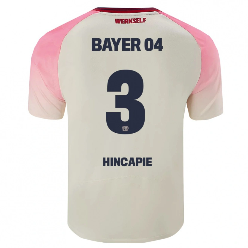 Danxen Dames Piero Hincapié #3 Roze Gebroken Wit Uitshirt Uittenue 2025/26 T-Shirt