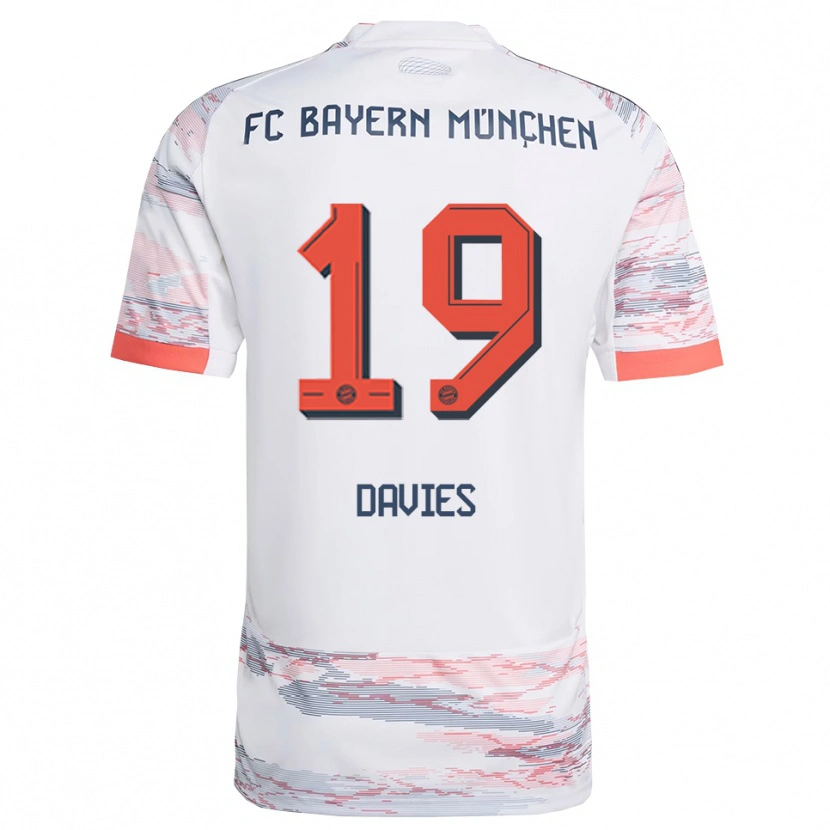 Danxen Dames Alphonso Davies #19 Wit Grijs Uitshirt Uittenue 2025/26 T-Shirt