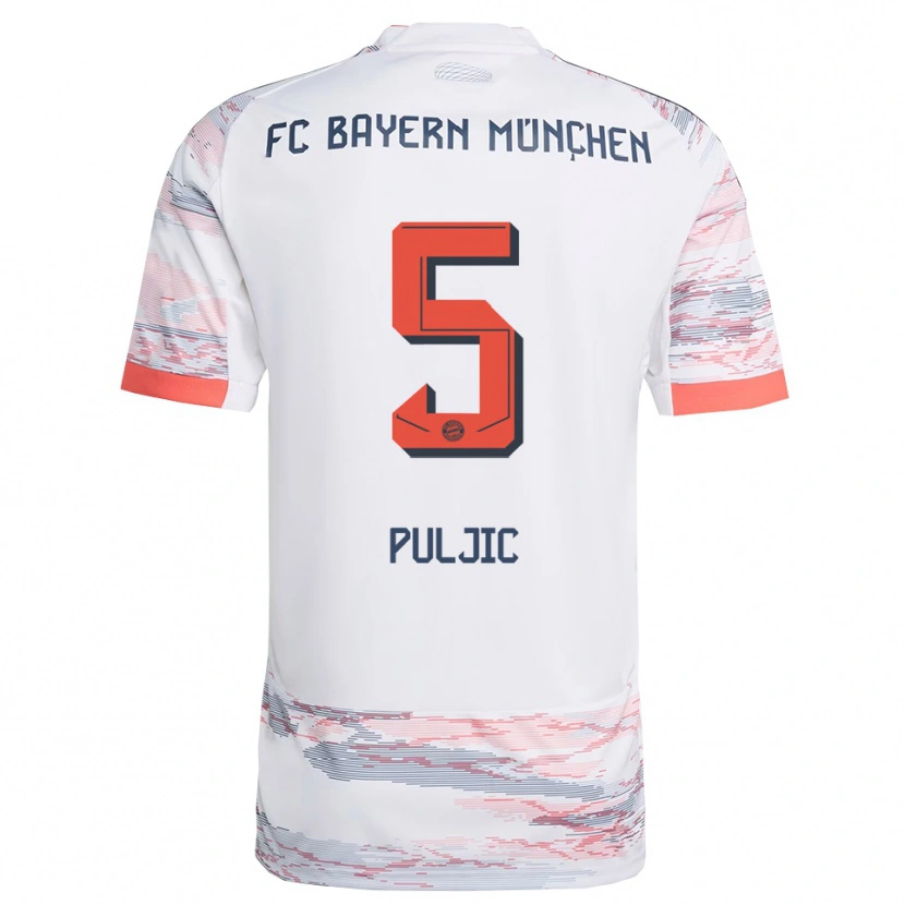 Danxen Dames Ljubo Puljic #5 Wit Grijs Uitshirt Uittenue 2025/26 T-Shirt