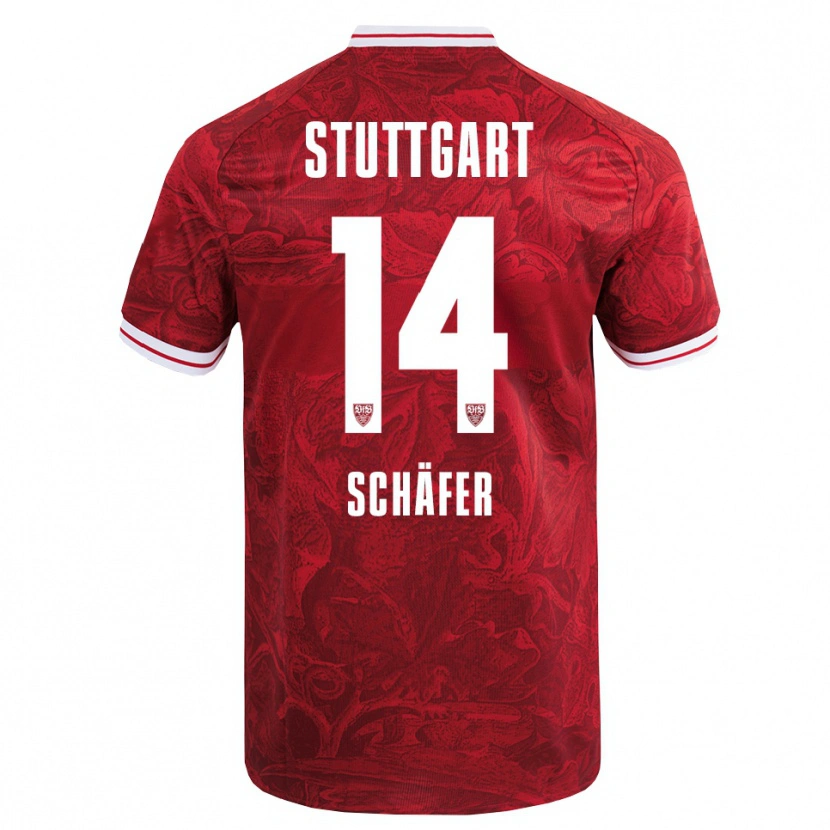 Danxen Dames Katharina Schäfer #14 Rood Zwart Uitshirt Uittenue 2025/26 T-Shirt