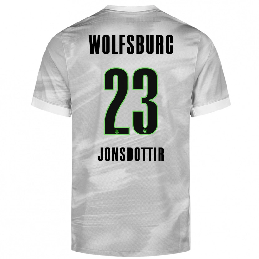 Danxen Dames Sveindís Jane Jónsdóttir #23 Grijs Wit Uitshirt Uittenue 2025/26 T-Shirt