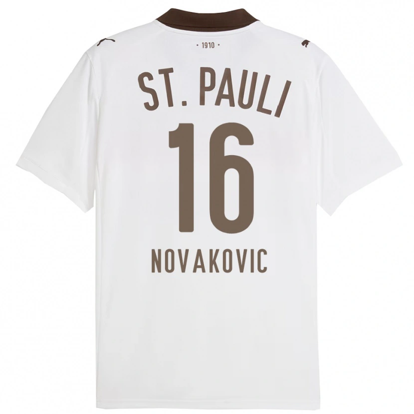 Danxen Dames Milivoje Novakovic #16 Wit Rood Uitshirt Uittenue 2025/26 T-Shirt