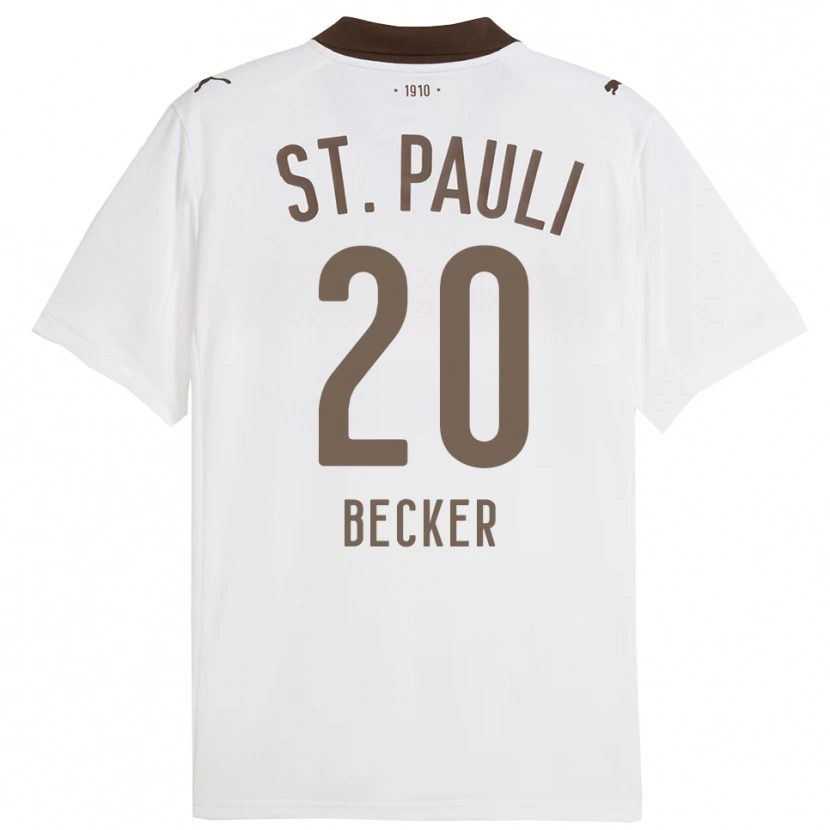 Danxen Dames Jesper Becker #20 Wit Rood Uitshirt Uittenue 2025/26 T-Shirt