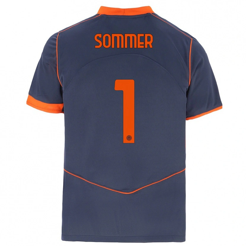 Danxen Dames Yann Sommer #1 Grijs Oranje Thuisshirt Derde Tenue 2025/26 T-Shirt