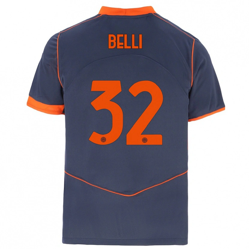 Danxen Dames Elena Belli #32 Grijs Oranje Thuisshirt Derde Tenue 2025/26 T-Shirt