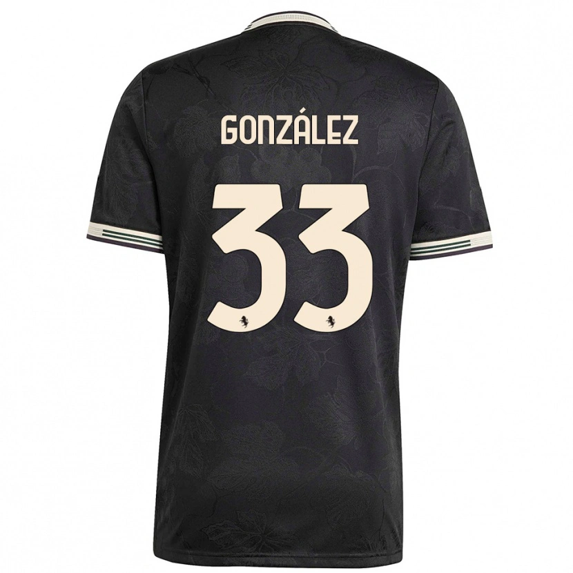Danxen Dames Facundo González #33 Zwart Wit Groen Thuisshirt Derde Tenue 2025/26 T-Shirt