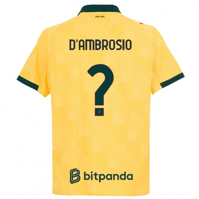 Danxen Dames Antonio D'ambrosio #0 Geel Zwart Thuisshirt Derde Tenue 2025/26 T-Shirt