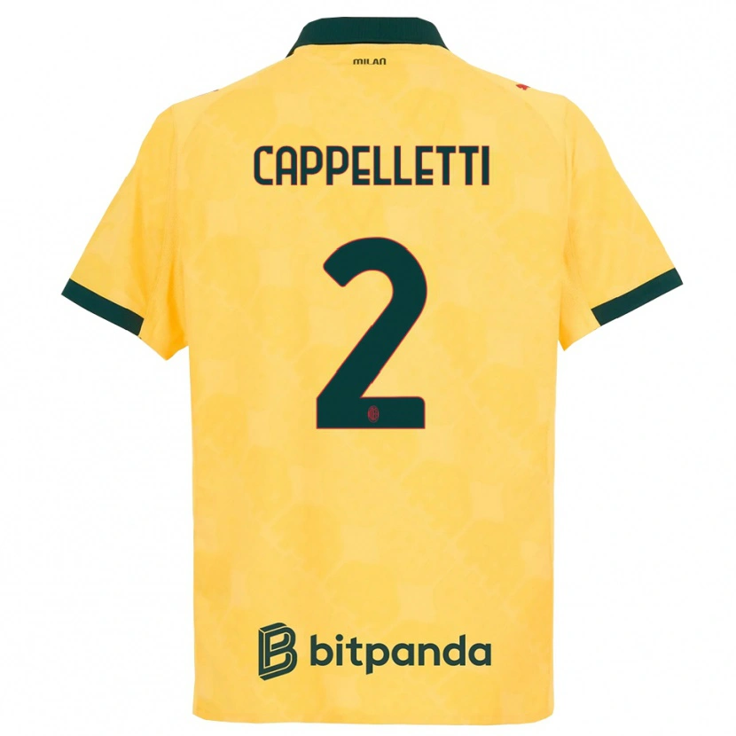 Danxen Dames Mattia Cappelletti #2 Geel Zwart Thuisshirt Derde Tenue 2025/26 T-Shirt