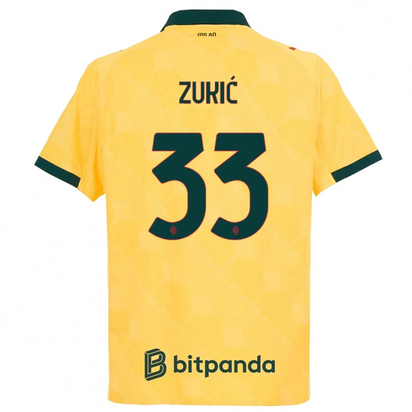 Danxen Dames Damir Zukić #33 Geel Zwart Thuisshirt Derde Tenue 2025/26 T-Shirt