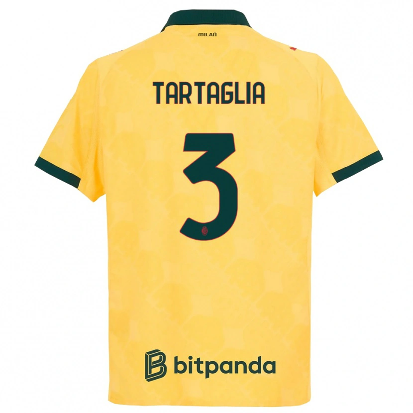 Danxen Dames Edoardo Tartaglia #3 Geel Zwart Thuisshirt Derde Tenue 2025/26 T-Shirt