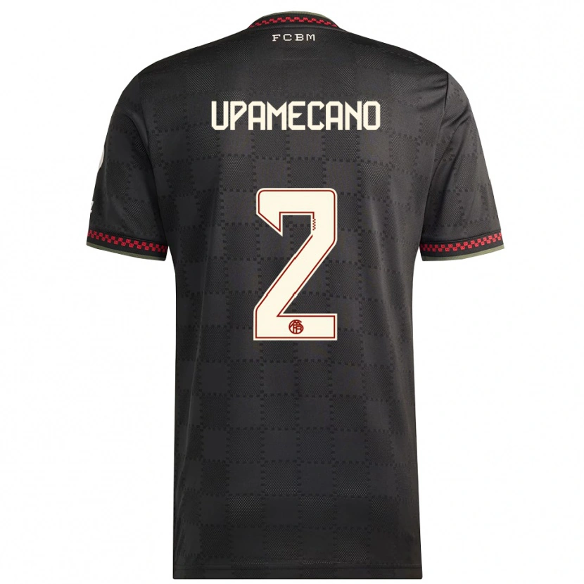 Danxen Dames Dayot Upamecano #2 Zwart Wit Thuisshirt Derde Tenue 2025/26 T-Shirt