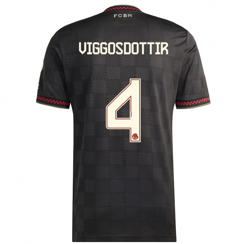 Danxen Dames Glódís Perla Viggósdóttir #4 Zwart Wit Thuisshirt Derde Tenue 2025/26 T-Shirt
