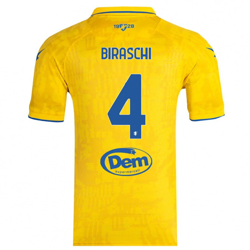 Danxen Kinderen Davide Biraschi #4 Geel Blauw Thuisshirt Thuistenue 2025/26 T-Shirt