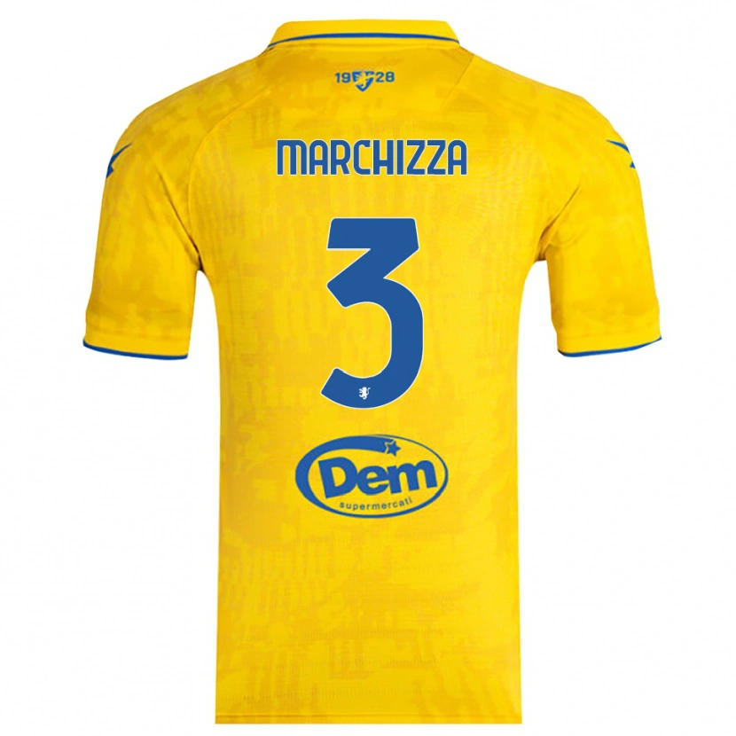 Danxen Kinderen Riccardo Marchizza #3 Geel Blauw Thuisshirt Thuistenue 2025/26 T-Shirt