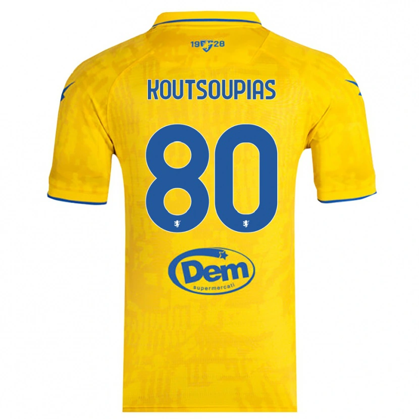 Danxen Kinderen Ilias Koutsoupias #80 Geel Blauw Thuisshirt Thuistenue 2025/26 T-Shirt