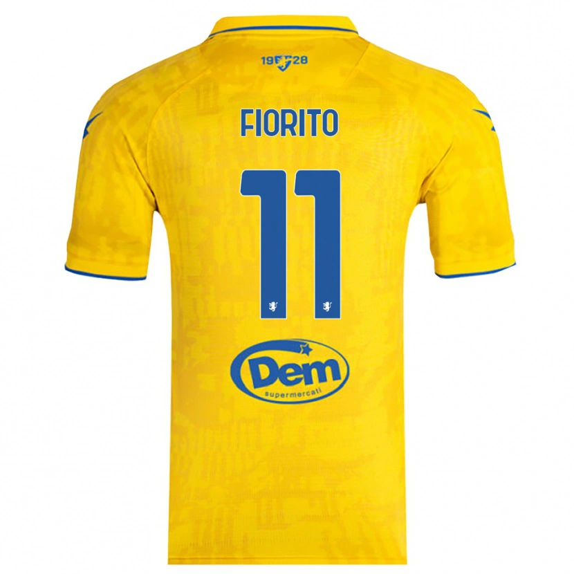 Danxen Kinderen Loris Fiorito #11 Geel Blauw Thuisshirt Thuistenue 2025/26 T-Shirt