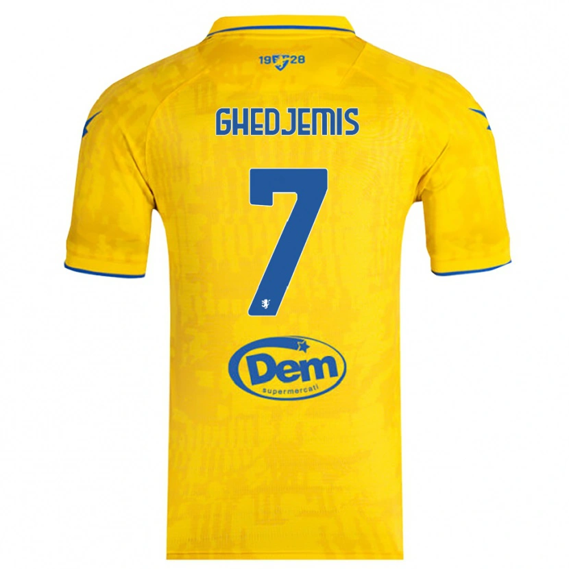 Danxen Kinderen Farès Ghedjemis #7 Geel Blauw Thuisshirt Thuistenue 2025/26 T-Shirt