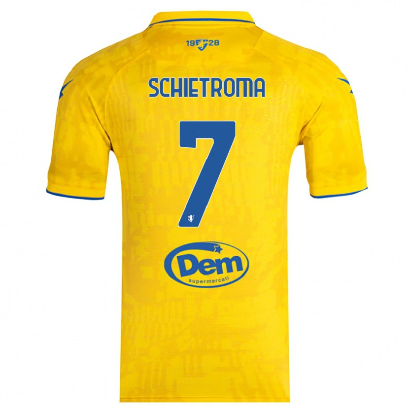 Danxen Kinderen Lorenzo Schietroma #7 Geel Blauw Thuisshirt Thuistenue 2025/26 T-Shirt