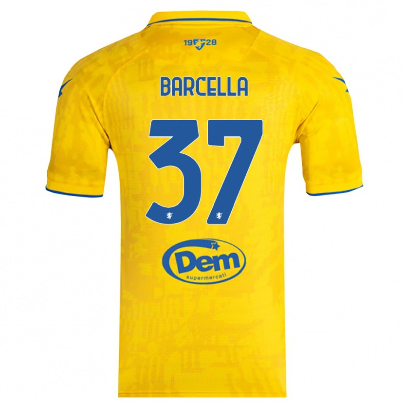 Danxen Kinderen Kevin Barcella #37 Geel Blauw Thuisshirt Thuistenue 2025/26 T-Shirt