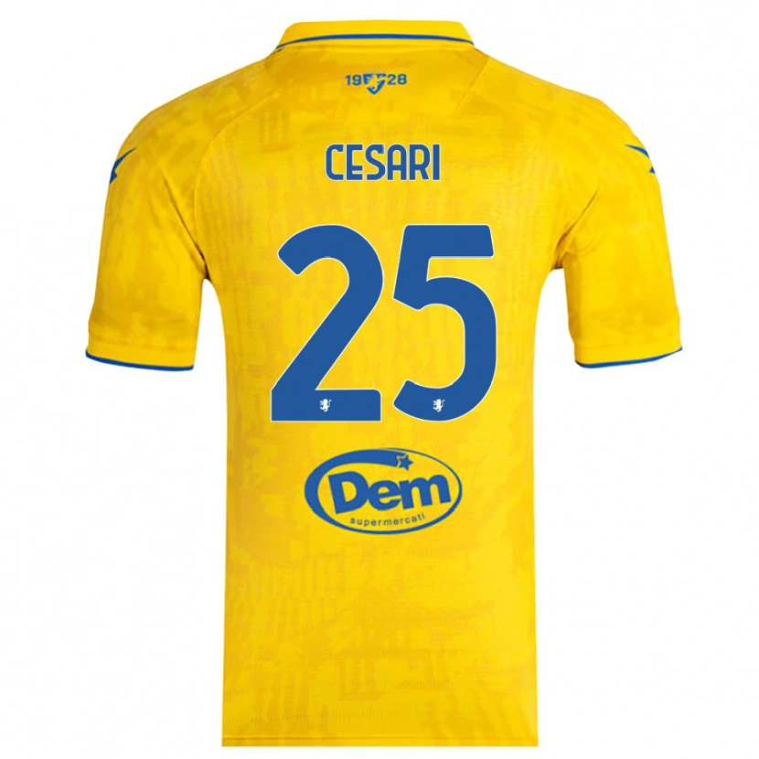 Danxen Kinderen Nicolò Cesari #25 Geel Blauw Thuisshirt Thuistenue 2025/26 T-Shirt